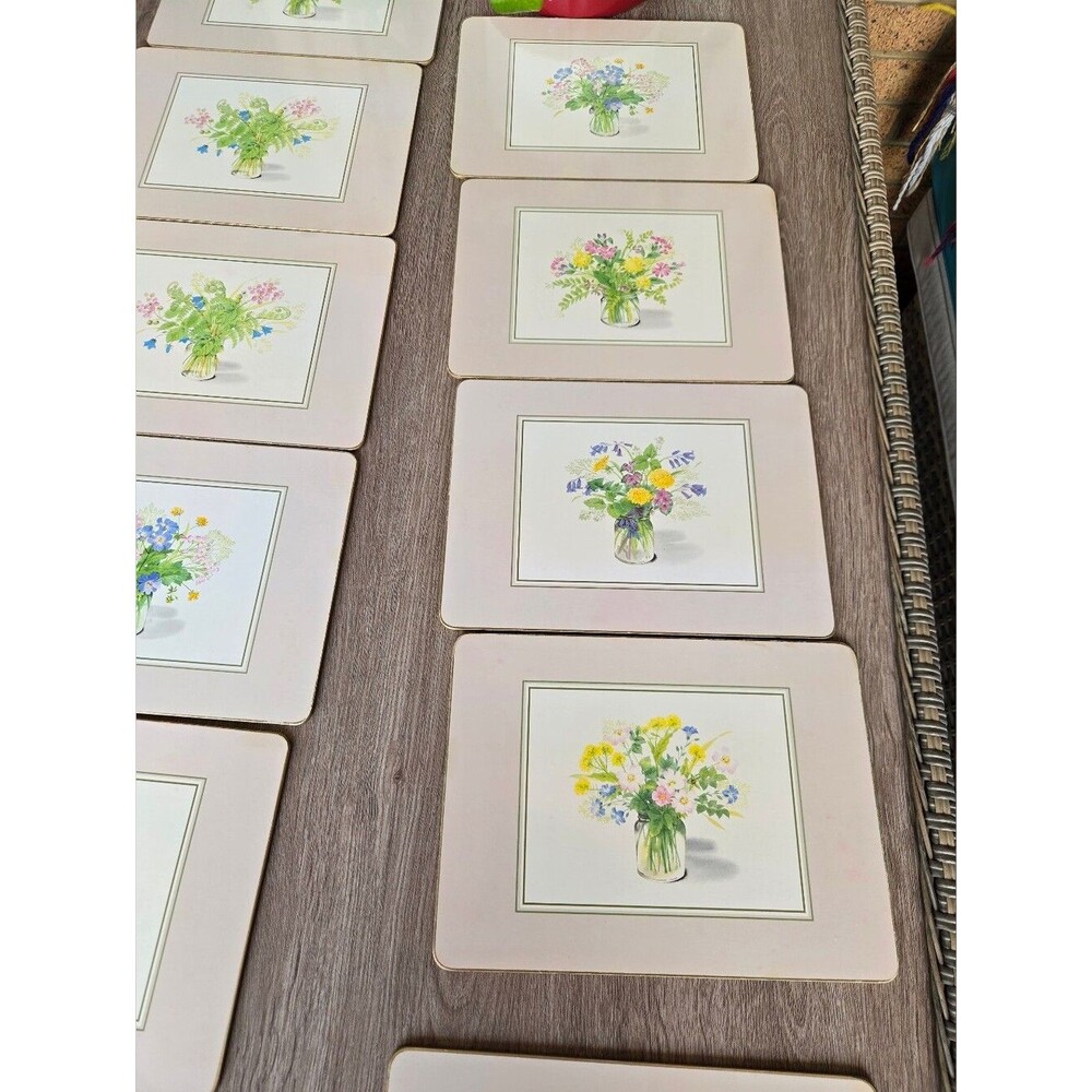 Vintage Cottagecore Wildflower Cork-Backed Hardboard Placemats set of 11